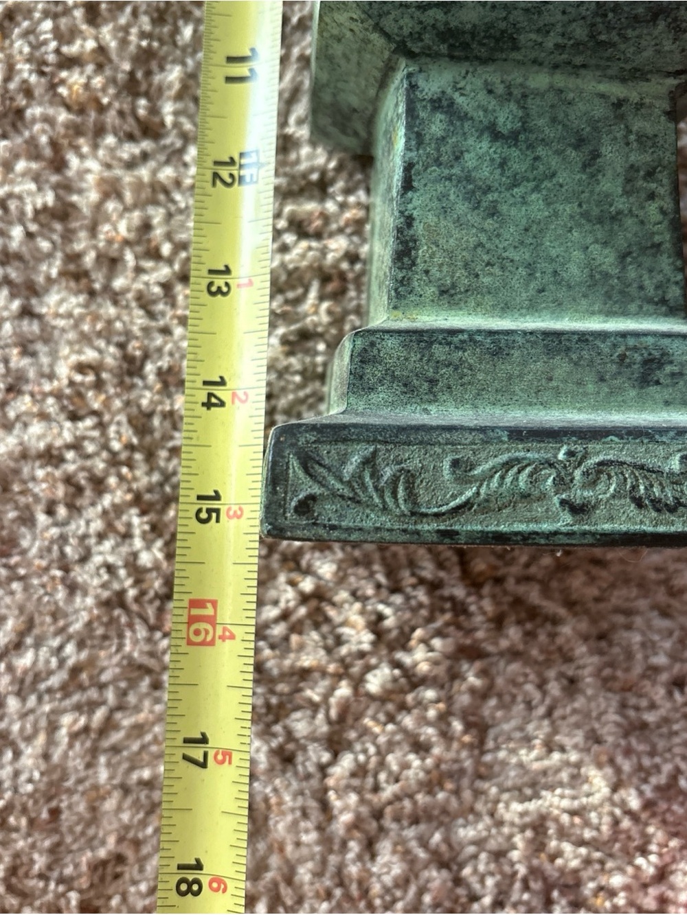 Antique-Style Green Patina Decorative Candlestick Brass - Picture 4 of 12
